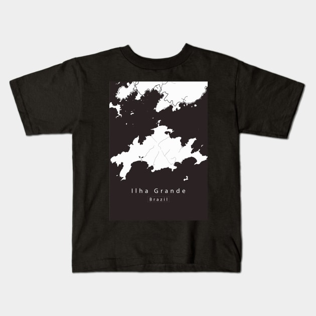 Ilha Grande Brazil Island Map Kids T-Shirt by Robin-Niemczyk